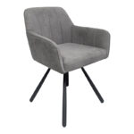 Kinuz armchair, grey-black fabric, metal legs, 55x60x86cm