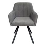 Kinuz armchair, grey-black fabric, metal legs, 55x60x86cm - Слика 3