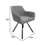 Kinuz armchair, grey-black fabric, metal legs, 55x60x86cm - Слика 5