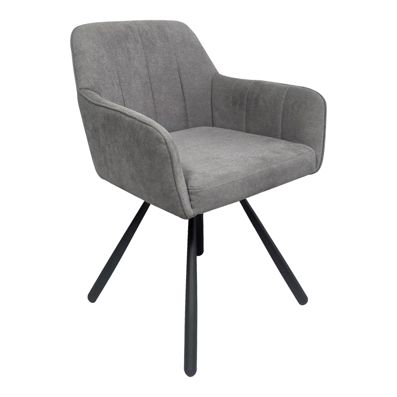392-000029 Kinuz armchair, grey-black fabric, metal legs, 55x60x86cm - Слика 1