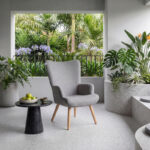 Armchair Gerlina light grey fabric and legs in natural color 71x64x94cm - Image 2