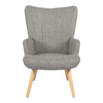 Armchair Gerlina light grey fabric and legs in natural color 71x64x94cm - Image 5