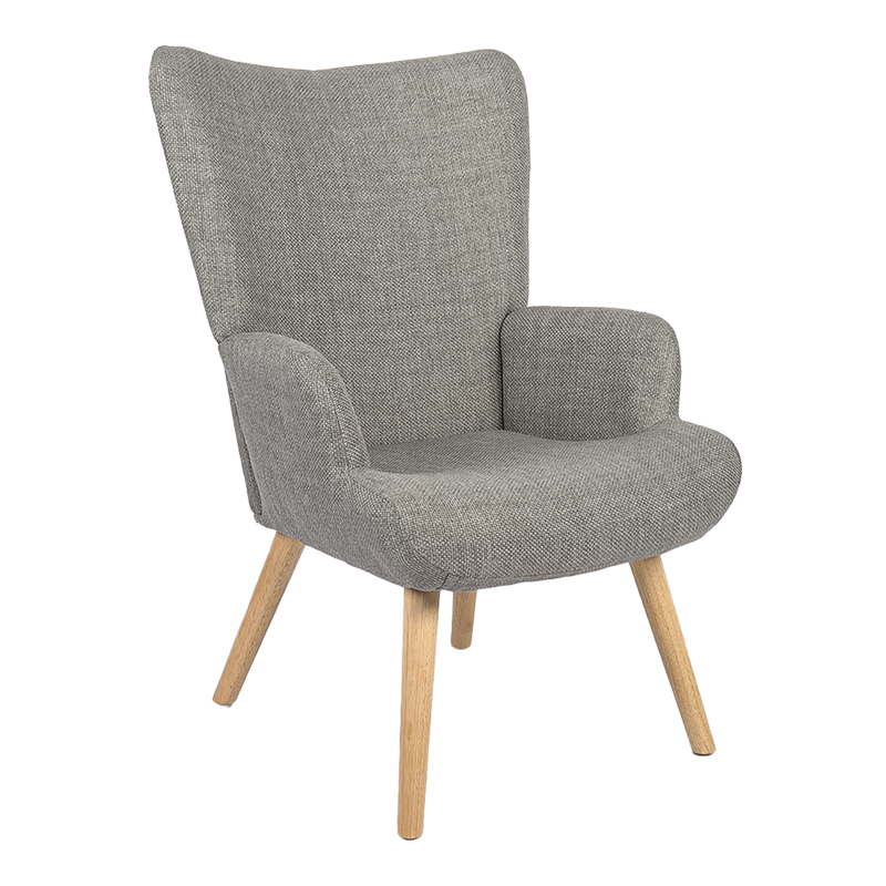 393-000029 Armchair Gerlina light grey fabric and legs in natural color 71x64x94cm - Image 1