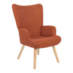 Armchair Gerlina terracotta fabric and legs in natural color 71x64x94cm