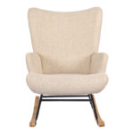 Rotating armchair Jianna cream fabric and legs in natural color 79x64x89cm - Image 5
