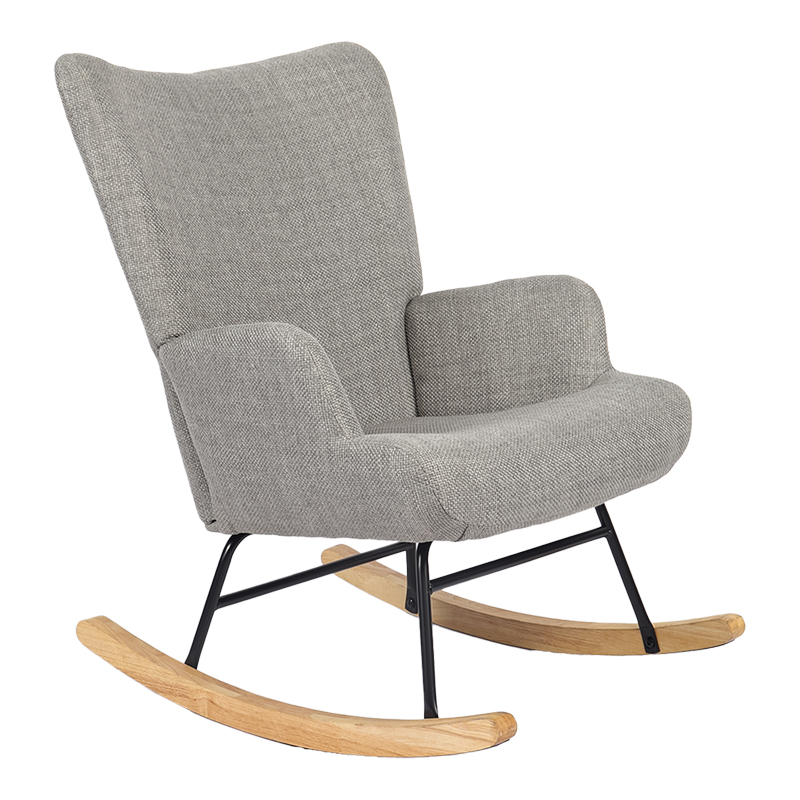 393-000032 Rotating armchair Jianna light grey fabric and legs in natural color 79x64x89cm - Image 1