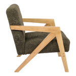 Armchair Garifa green fabric and legs in walnut color 79x75x75cm - Image 4
