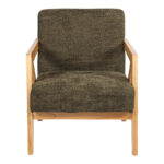 Armchair Garifa green fabric and legs in walnut color 79x75x75cm - Image 5