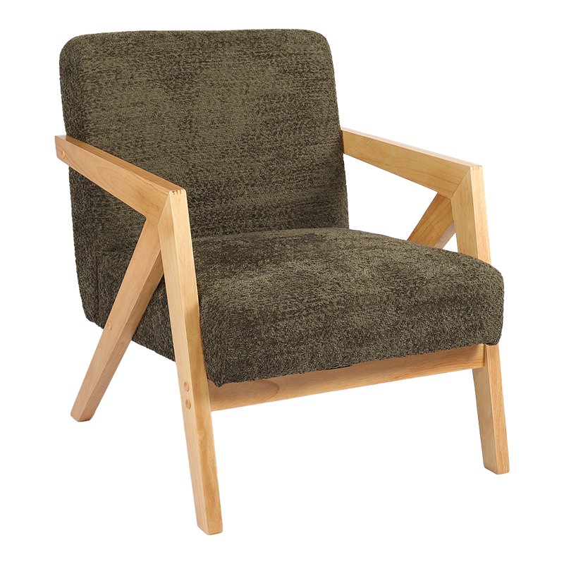 393-000034 Armchair Garifa green fabric and legs in walnut color 79x75x75cm - Image 1