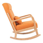 Rotating armchair Edeldy orange fabric and legs in natural color 102x66x99cm - Image 4