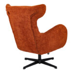 Swivel armchair Zefrina terracotta  fabric and base in black color 77x82x100-107cm - Image 3