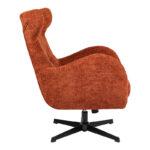 Swivel armchair Zefrina terracotta  fabric and base in black color 77x82x100-107cm - Image 4