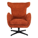 Swivel armchair Zefrina terracotta  fabric and base in black color 77x82x100-107cm - Image 5