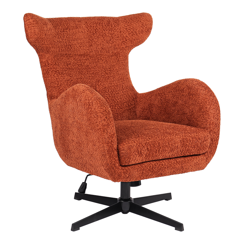 393-000036 Swivel armchair Zefrina terracotta fabric and base in black color 77x82x100-107cm - Image 1