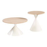 Hemena coffee table set of 2 pieces, white metal-mdf in natural shade - Слика 2