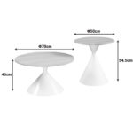Hemena coffee table set of 2 pieces, white metal-mdf in natural shade - Слика 5
