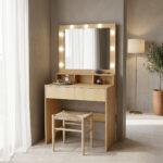 Dressing table Vanity with led in natural shade 80x40x140cm
