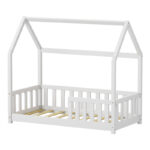 Children's bed Bambie with railing Montessori pine wood white 70x140cm - Слика 3