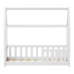 Children's bed Bambie with railing Montessori pine wood white 70x140cm - Слика 4