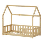 Children's bed Bambie with railing Montessori pine wood in natural shade 70x140cm - Слика 3