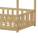 Children's bed Bambie with railing Montessori pine wood in natural color 90x190cm - Image 6