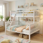 Armonia children's bunk bed, pine wood, white, 90/140x190cm - Image 2