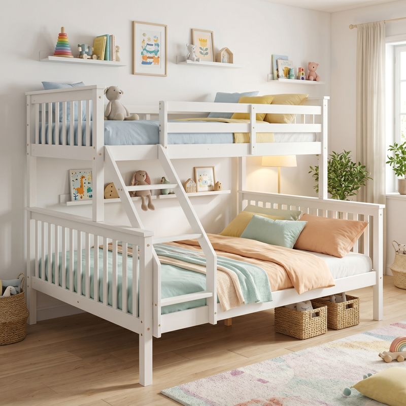 412-000011 Armonia children's bunk bed, pine wood, white, 90/140x190cm - Image 1
