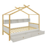 Children's bed Discovery Montessori pine wood white-natural 90x190cm - Слика 3
