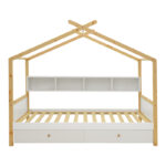 Children's bed Discovery Montessori pine wood white-natural 90x190cm - Слика 4