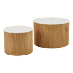Coffee table Nelba set of 2pcs oak MDF with ceramic surface in marble look - Слика 2