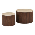 Coffee table Nelba set 2pcs walnut MDF with beige travertine look ceramic surface - Слика 2