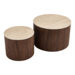 Coffee table Nelba set 2pcs walnut MDF with beige travertine look ceramic surface - Слика 4
