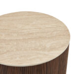 Coffee table Nelba set 2pcs walnut MDF with beige travertine look ceramic surface - Слика 6