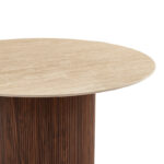 Sikulu oak MDF table with ceramic surface in beige travertine look D125x77cm - Image 4