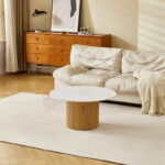 Sikulu oak MDF with ceramic surface in white marble look D80x40cm