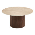 Sikulu mdf walnut table - beige travertine finish D80x40cm - Image 3