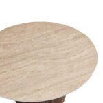 Sikulu mdf walnut table - beige travertine finish D80x40cm - Image 4
