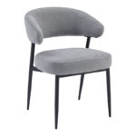 Timur armchair grey fabric with black metal legs 61x55x78cm