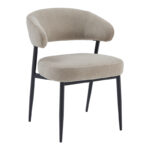 Timur chair beige grey fabric with black metal legs 61x55x78cm