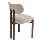 Glamor chair beige-walnut fabric metal legs 53x51x81cm - Слика 2