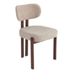 Glamor chair beige-walnut fabric metal legs 53x51x81cm
