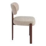 Glamor chair beige-walnut fabric metal legs 53x51x81cm - Слика 3