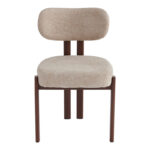Glamor chair beige-walnut fabric metal legs 53x51x81cm - Слика 4