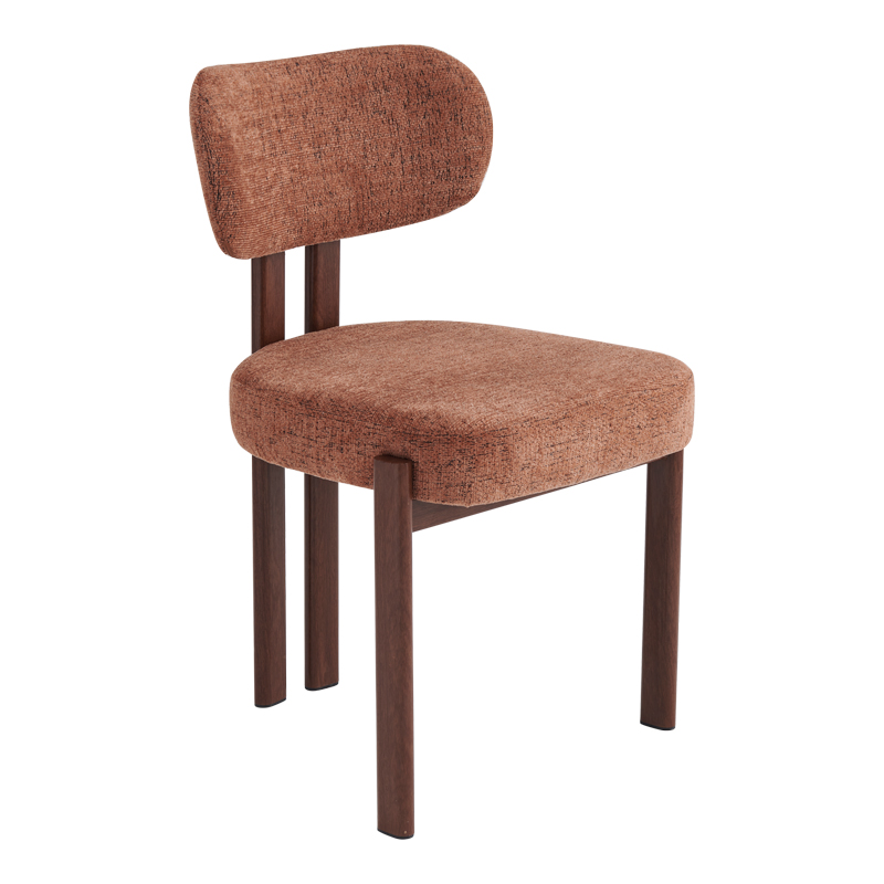 413-000010 Glamor chair brown-walnut fabric metal legs 53x51x81cm - Image 1