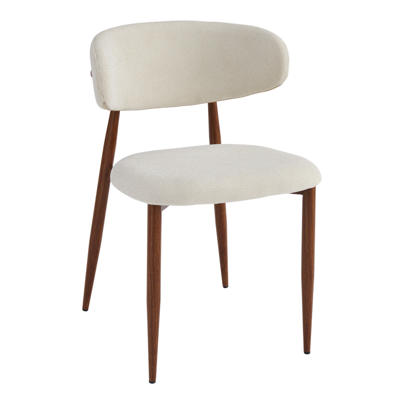 413-000012 Moss chair beige - walnut fabric metal legs 53x50x76cm - Image 1