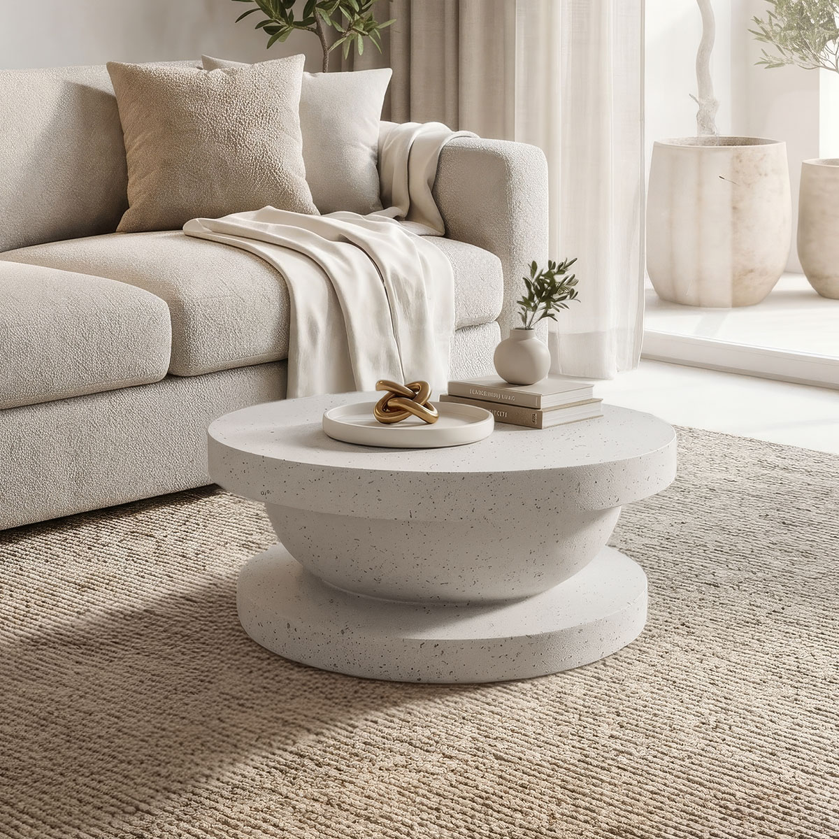 414-000009 Coffee table Cerba white MGO D70x30cm - Image 1