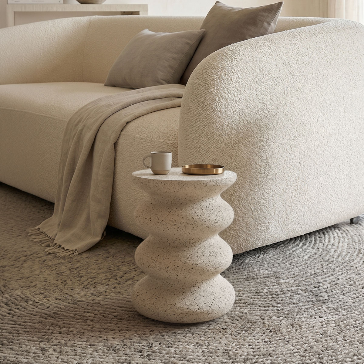 414-000014 Side table Fenfen ecru MGO D33x40cm - Image 1