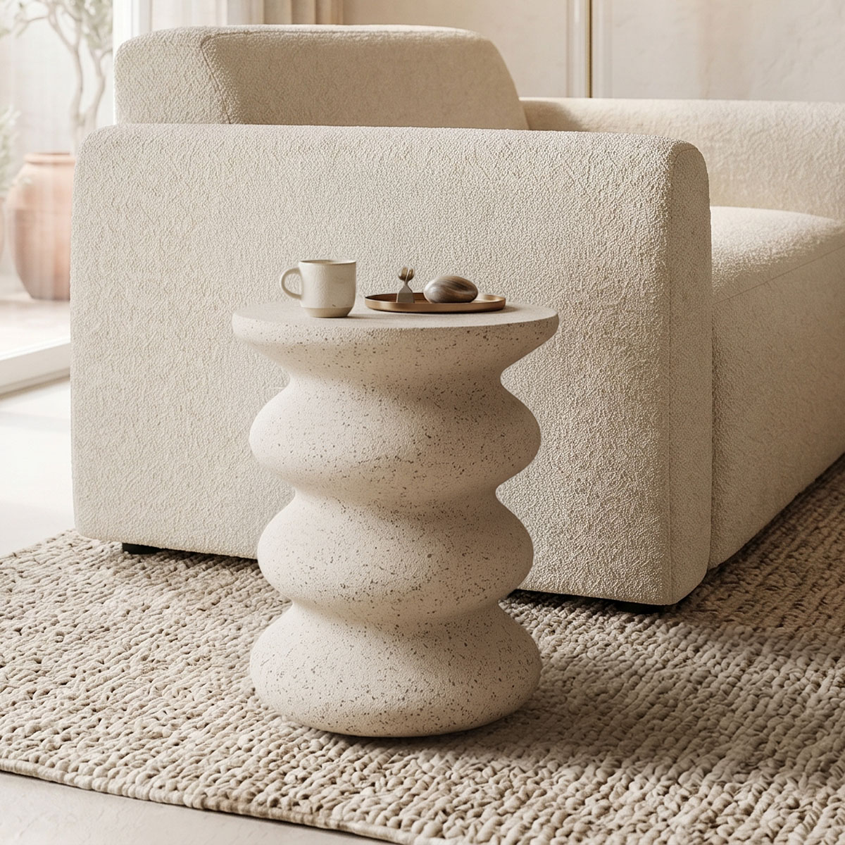 414-000016 Side table Bellon ecru MGO D40x46cm - Слика 1