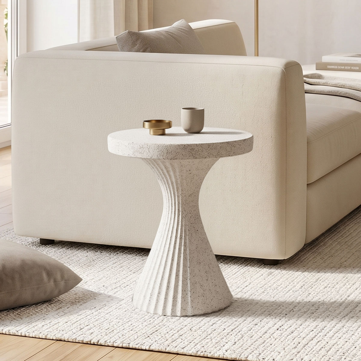 414-000017 Side table Nome white MGO D38x46.5cm - Слика 1