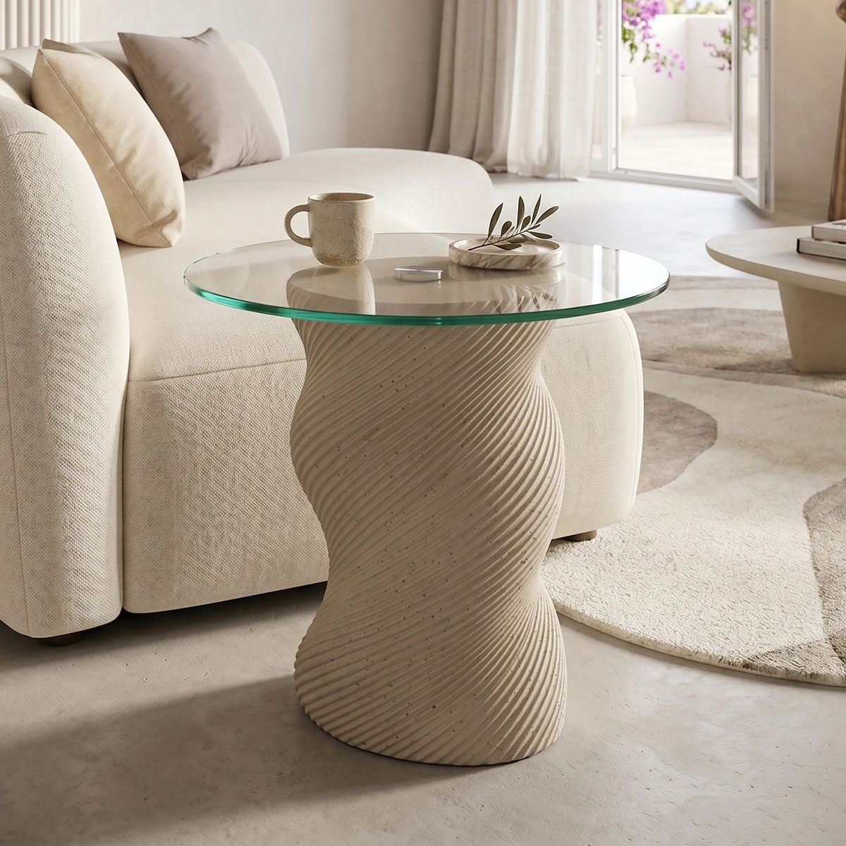 414-000021 Coffee table Klida beige MGO D40x63cm - Image 1